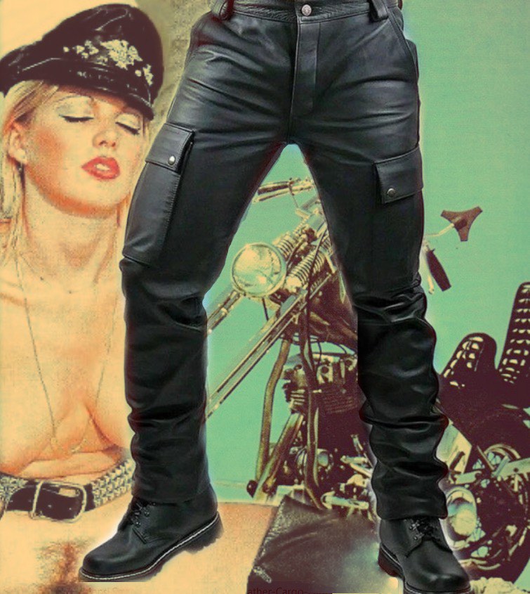 Svarog Leather Biker Cargo Pants Black