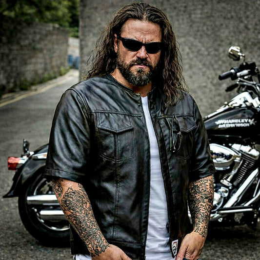 Svarog England California Style Leather Short Sleeve Vest