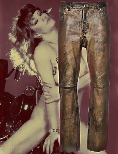 Svarog England  Leather Laced Trouser Bronze