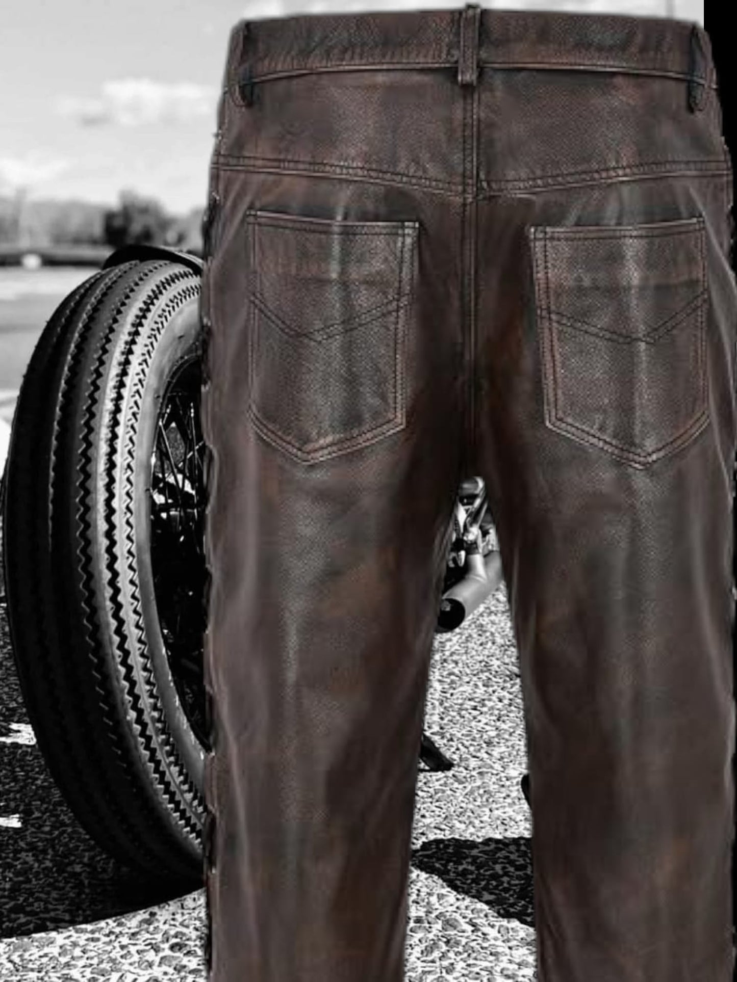 Svarog England  Leather Laced Trouser Bronze