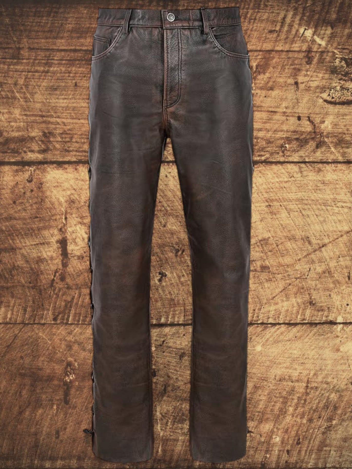 Svarog England  Leather Laced Trouser Bronze