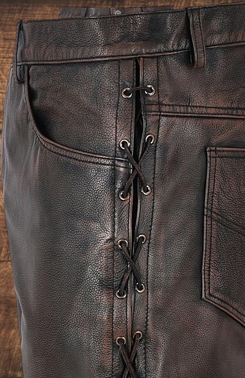 Svarog England  Leather Laced Trouser Bronze