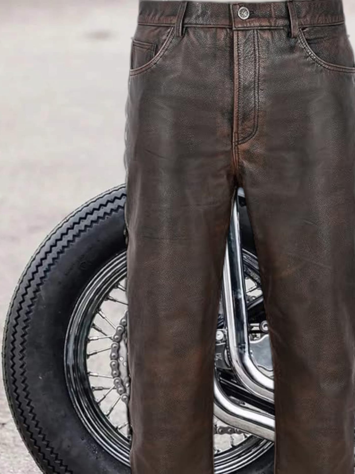 Svarog England  Leather Laced Trouser Bronze