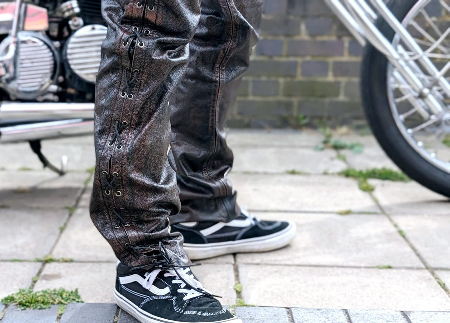 Svarog England  Leather Laced Trouser Bronze