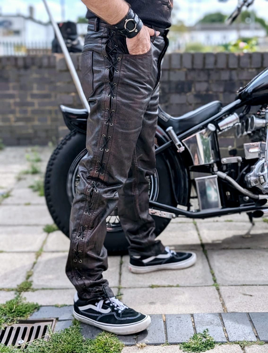 Svarog England  Leather Laced Trouser Bronze