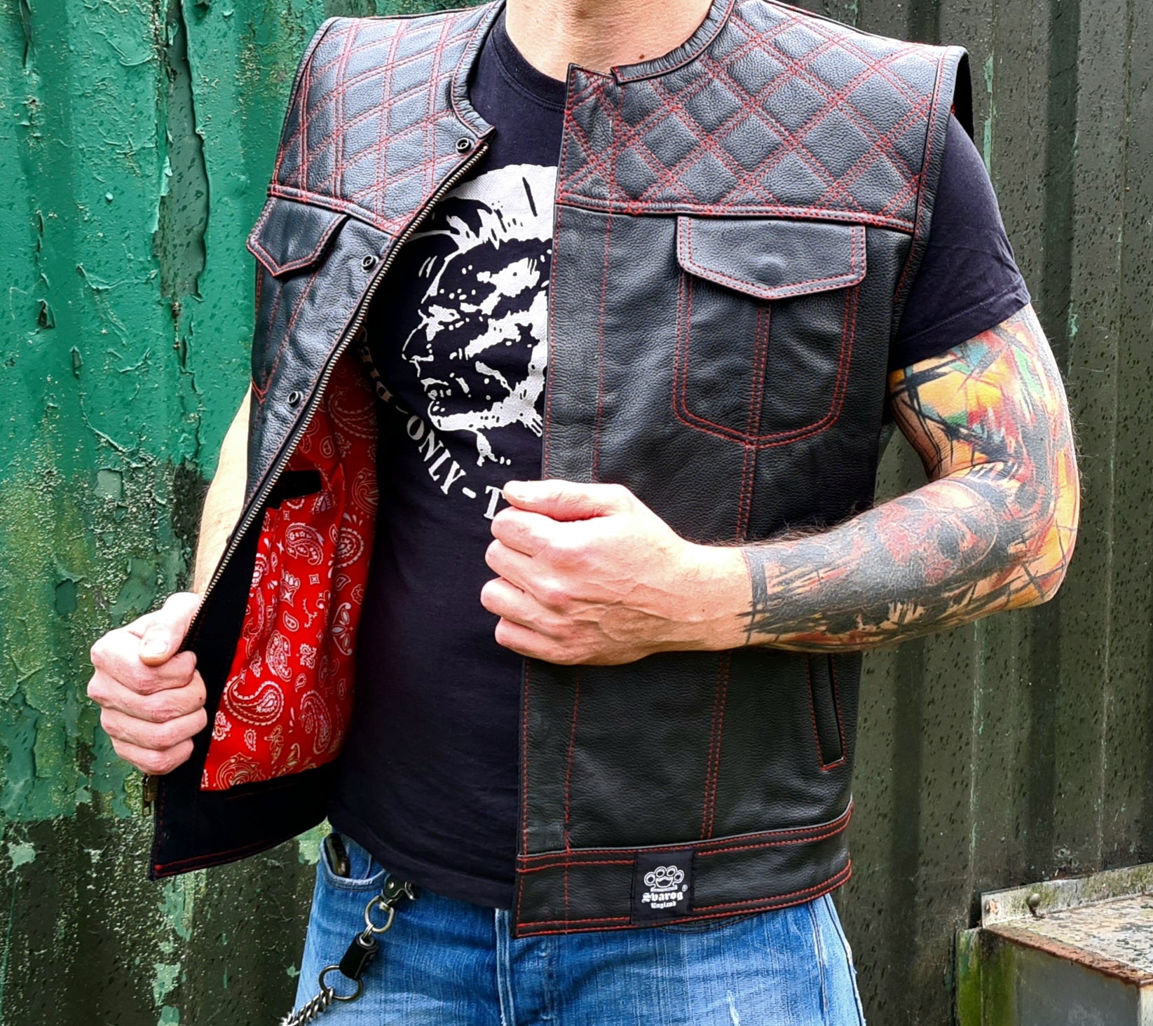 Leather cut clearance away vest